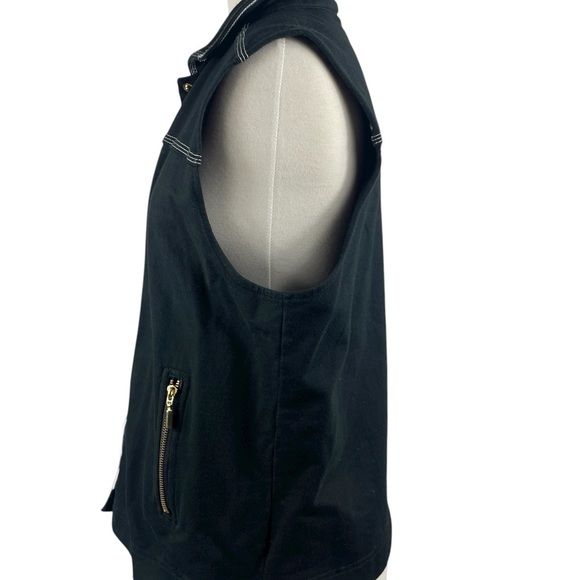 C.A. Sport Vintage 100% Cotton Black Vest with gold button snaps, Size M - Picture 3 of 7